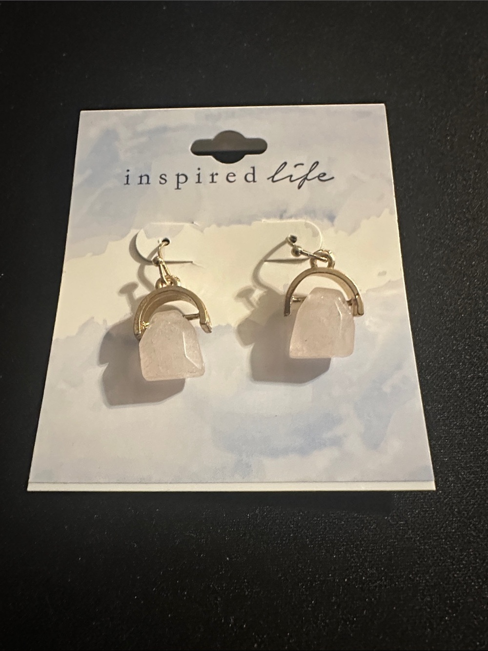 Inspired Life Rose Quartz Drop Earrings in Gold
#149